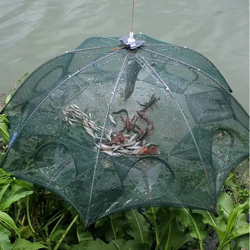 Pesca con red plegable