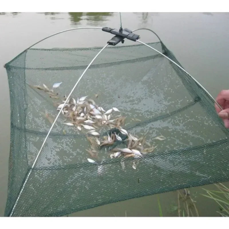 Pesca con red plegable