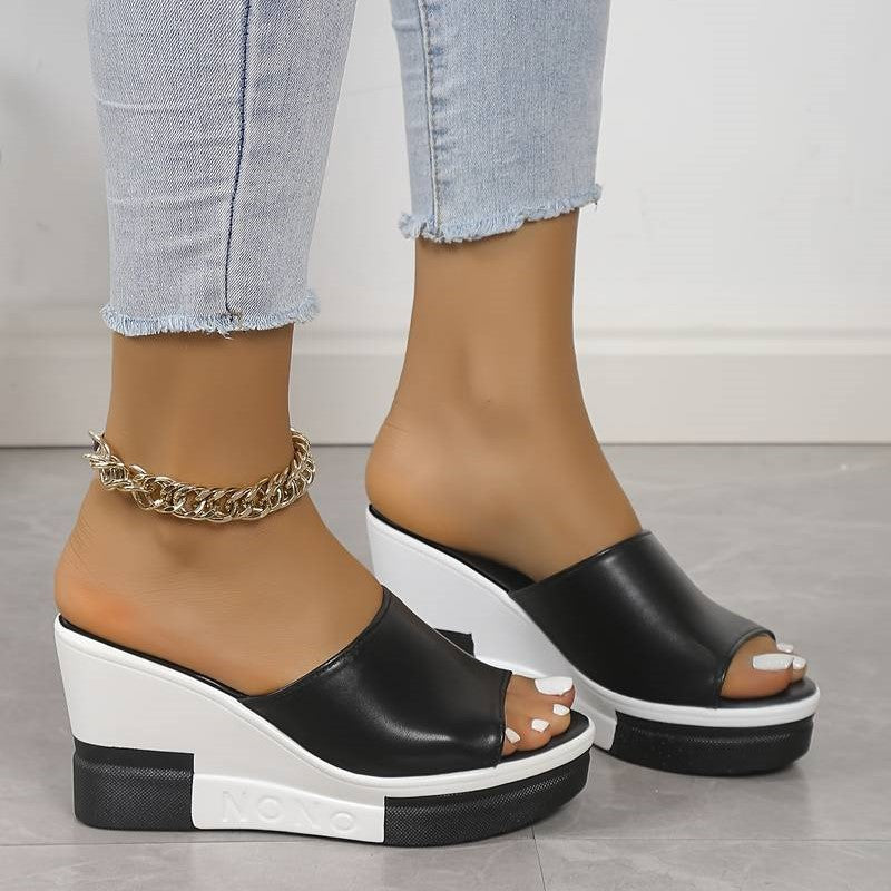 Sandalias de cuña con punta abierta para mujer