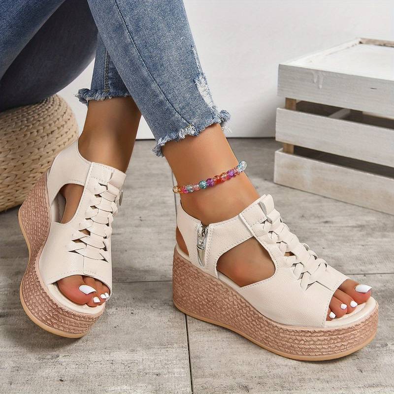 Sandalias cuña hueca mujer