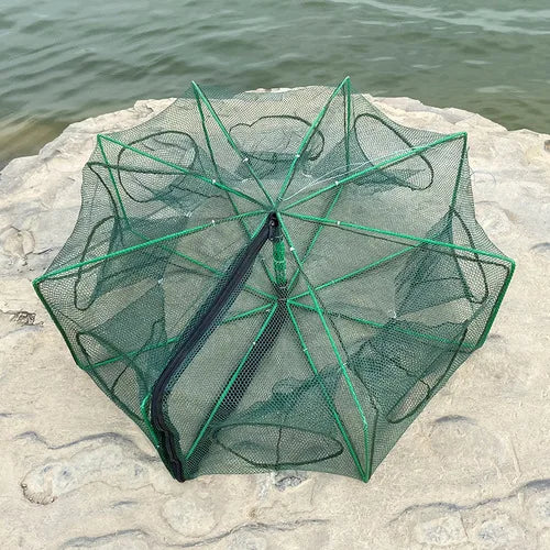 Pesca con red plegable