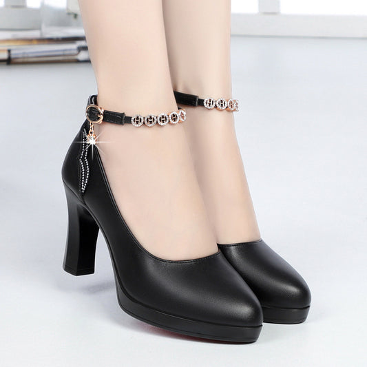 Tacones altos de piel suave para mujer