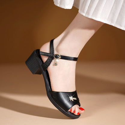 Sandalias de tacón alto de piel