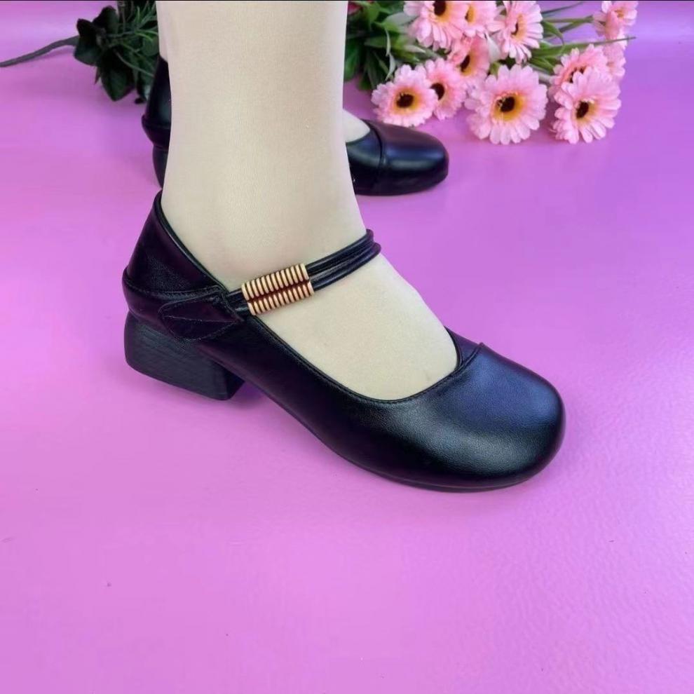 Nuevos zapatos Oxford de piel con punta redonda