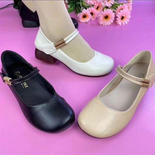 Nuevos zapatos Oxford de piel con punta redonda