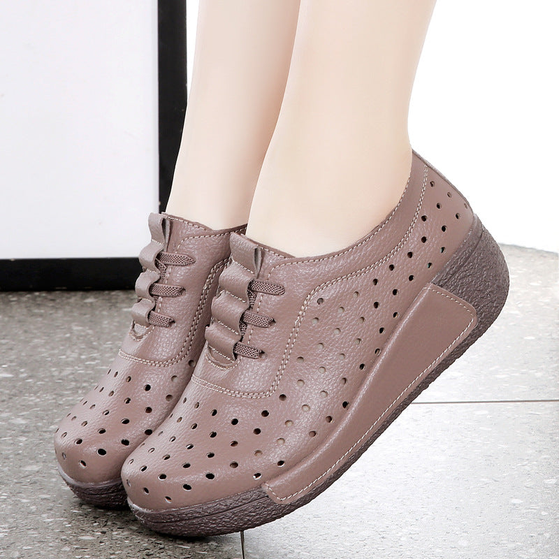 Zapatos casuales transpirables de cuero genuino