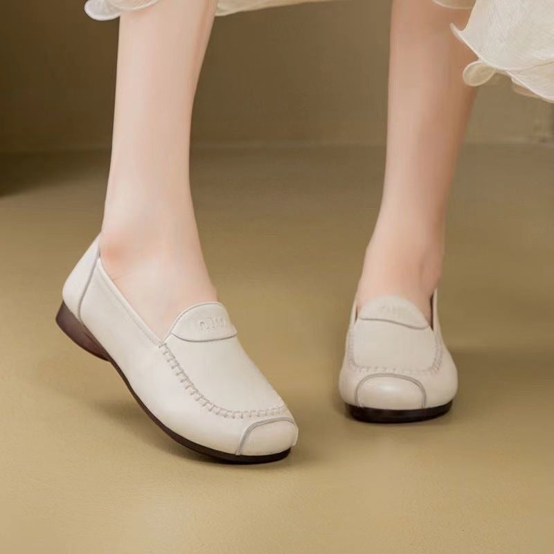 Zapatos de madre de piel de vaca con capa superior