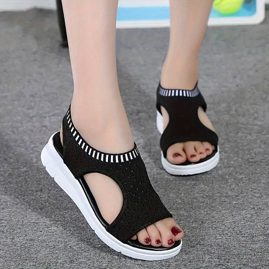 Sandalias de punto de mujer en color liso