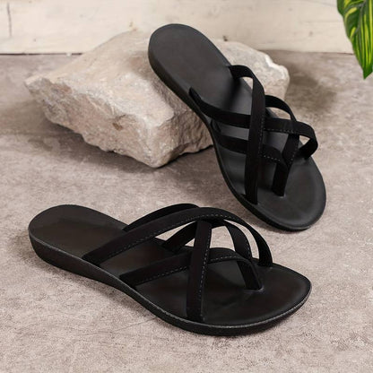 Pantuflas cómodas con tiras cruzadas para mujer