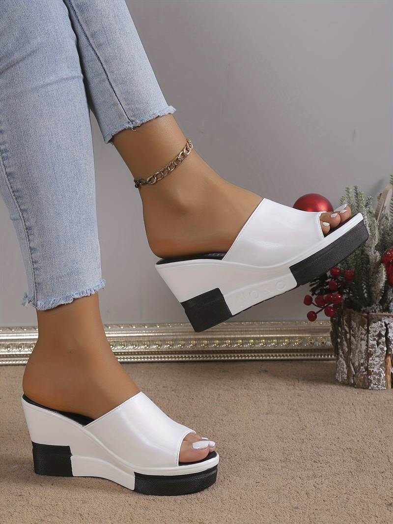 Sandalias de cuña con punta abierta para mujer