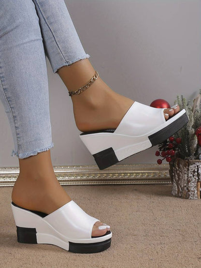 Sandalias de cuña con punta abierta para mujer