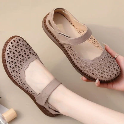 Sandalias cómodas antideslizantes de piel auténtica