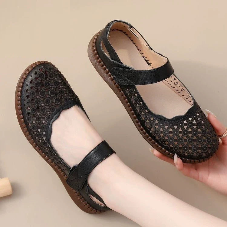 Sandalias cómodas antideslizantes de piel auténtica
