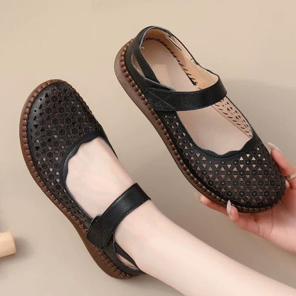 Sandalias cómodas antideslizantes de piel auténtica