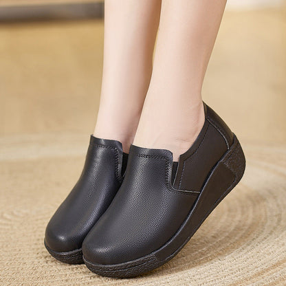 Zapatos de talón de cuero femenino (talón negro)