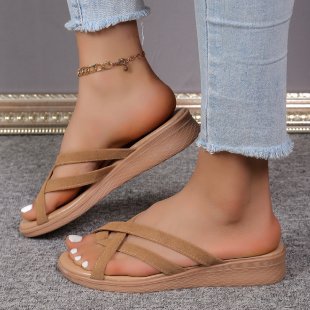 Pantuflas cómodas con tiras cruzadas para mujer