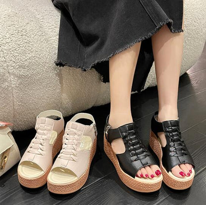 Sandalias cuña hueca mujer