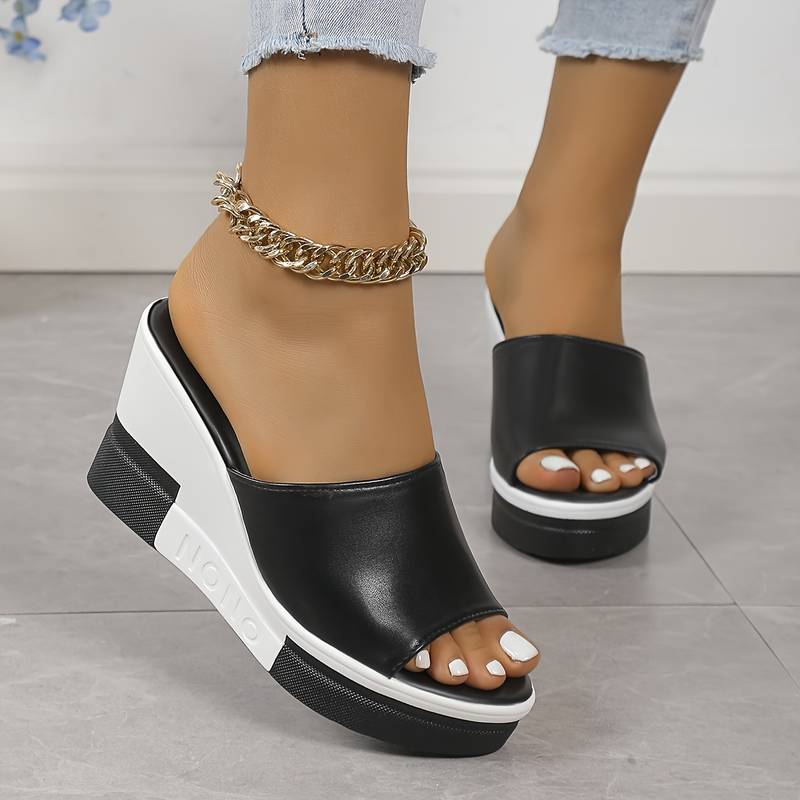 Sandalias de cuña con punta abierta para mujer