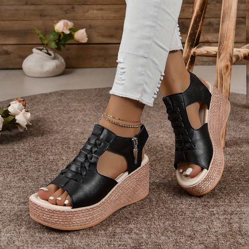 Sandalias cuña hueca mujer