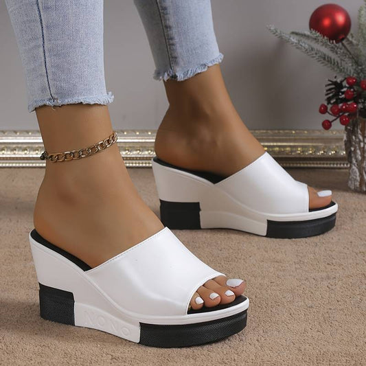 Sandalias de cuña con punta abierta para mujer