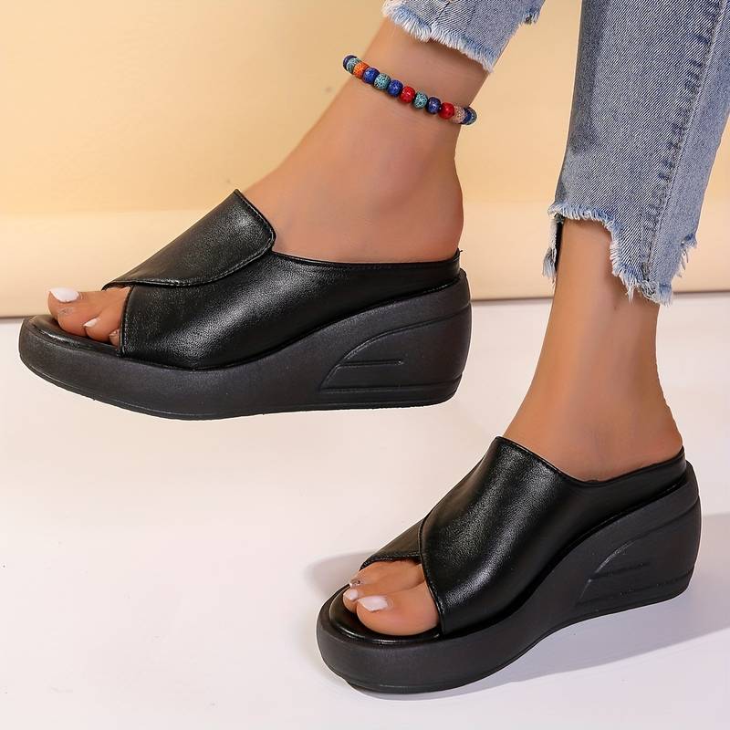 Sandalias de cuña de mujer de color negro