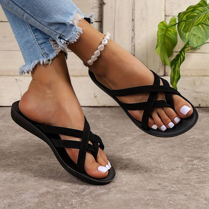 Pantuflas cómodas con tiras cruzadas para mujer